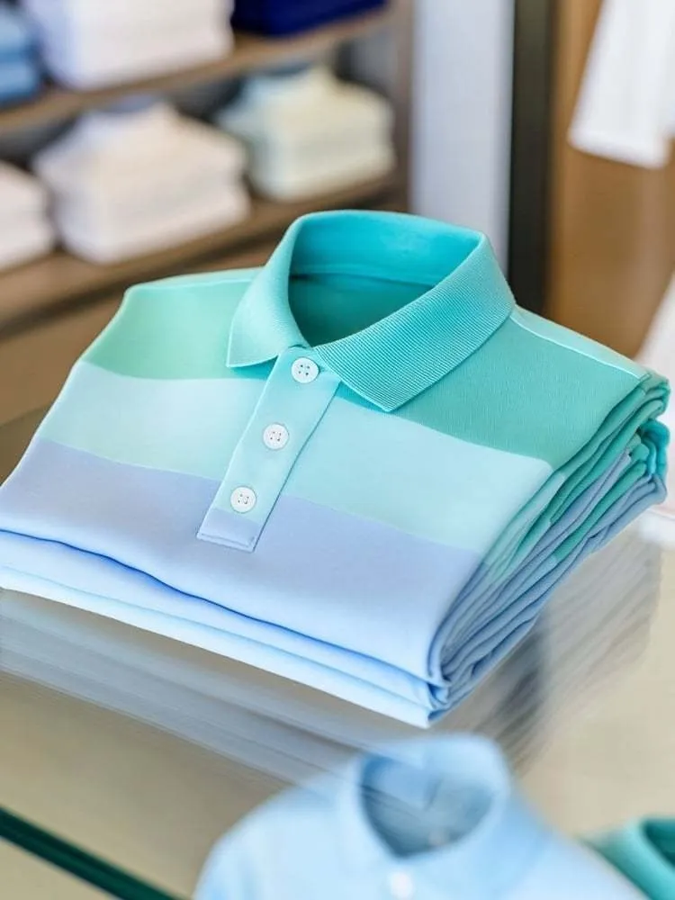 Premium Gradient Stripe Polo Shirt - Luxury Cotton Stretch Polo for Men | Modern Color Block Design | XS-6XL