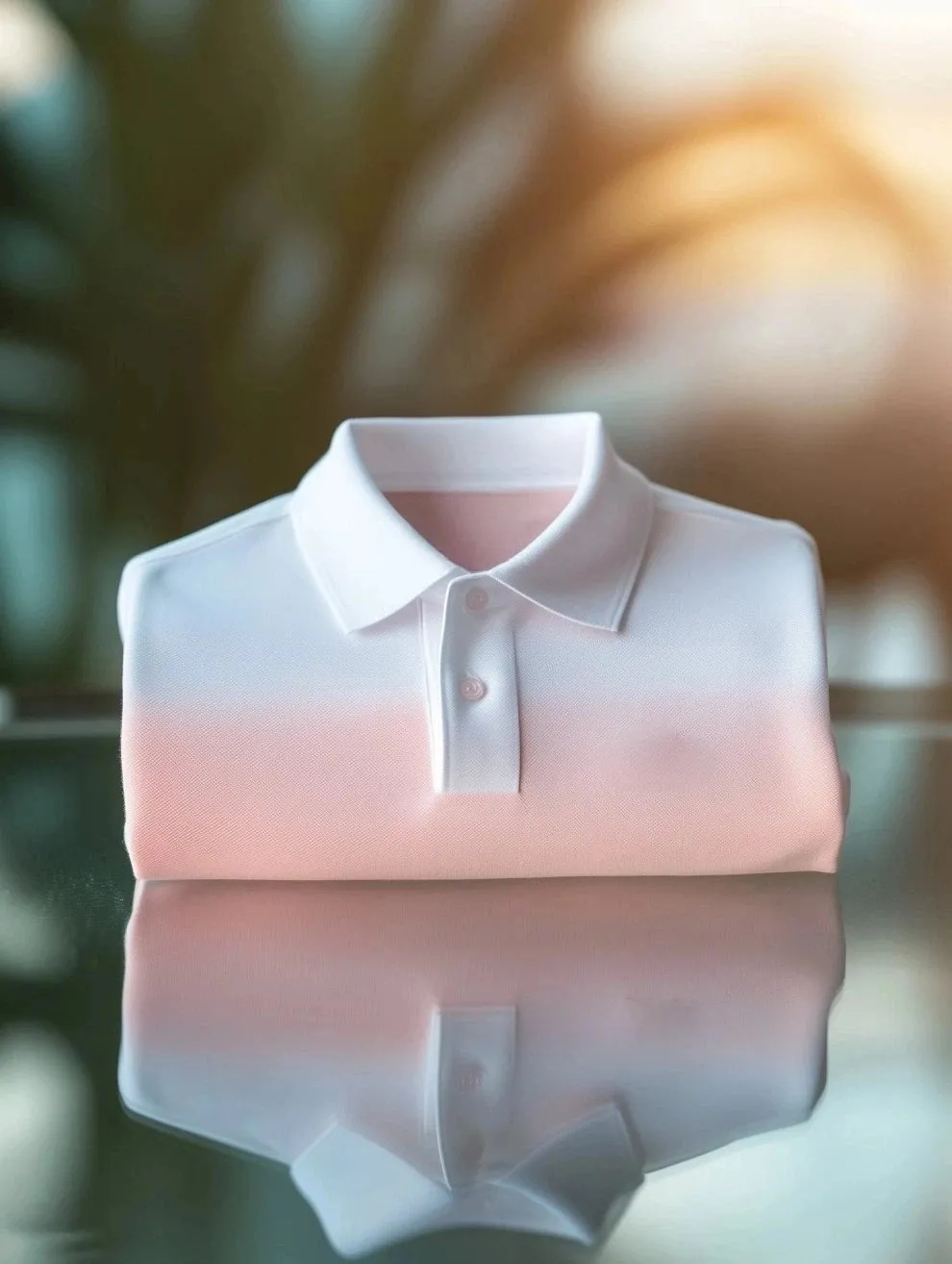 Premium White Pink Gradient Polo Shirt - Luxury Cotton Stretch Polo for Men | Modern Fade Design | XS-6XL
