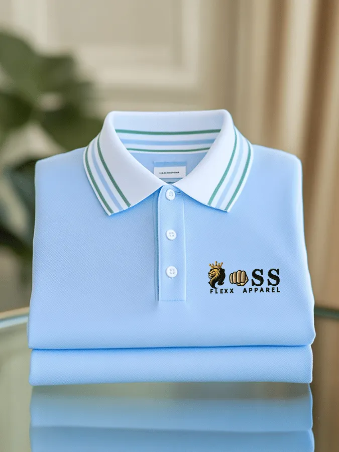 Sky Blue Premium Polo T-Shirt for Men - Cotton Blend Smart Casual Polo