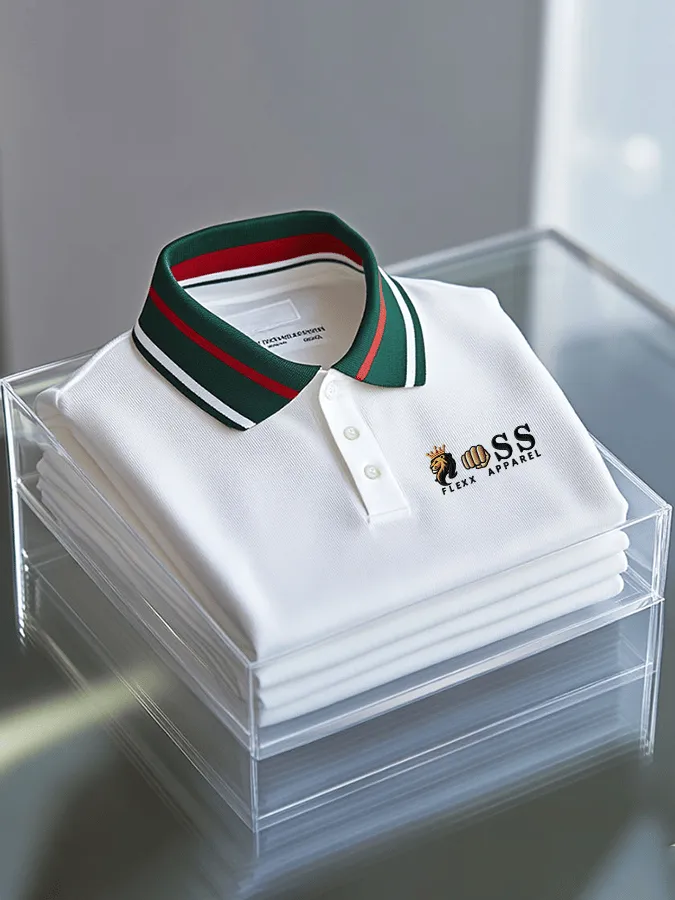 Premium Signature Collar Polo Shirt - Luxury Cotton Stretch Polo for Men | Embroidered Logo | XS-6XL